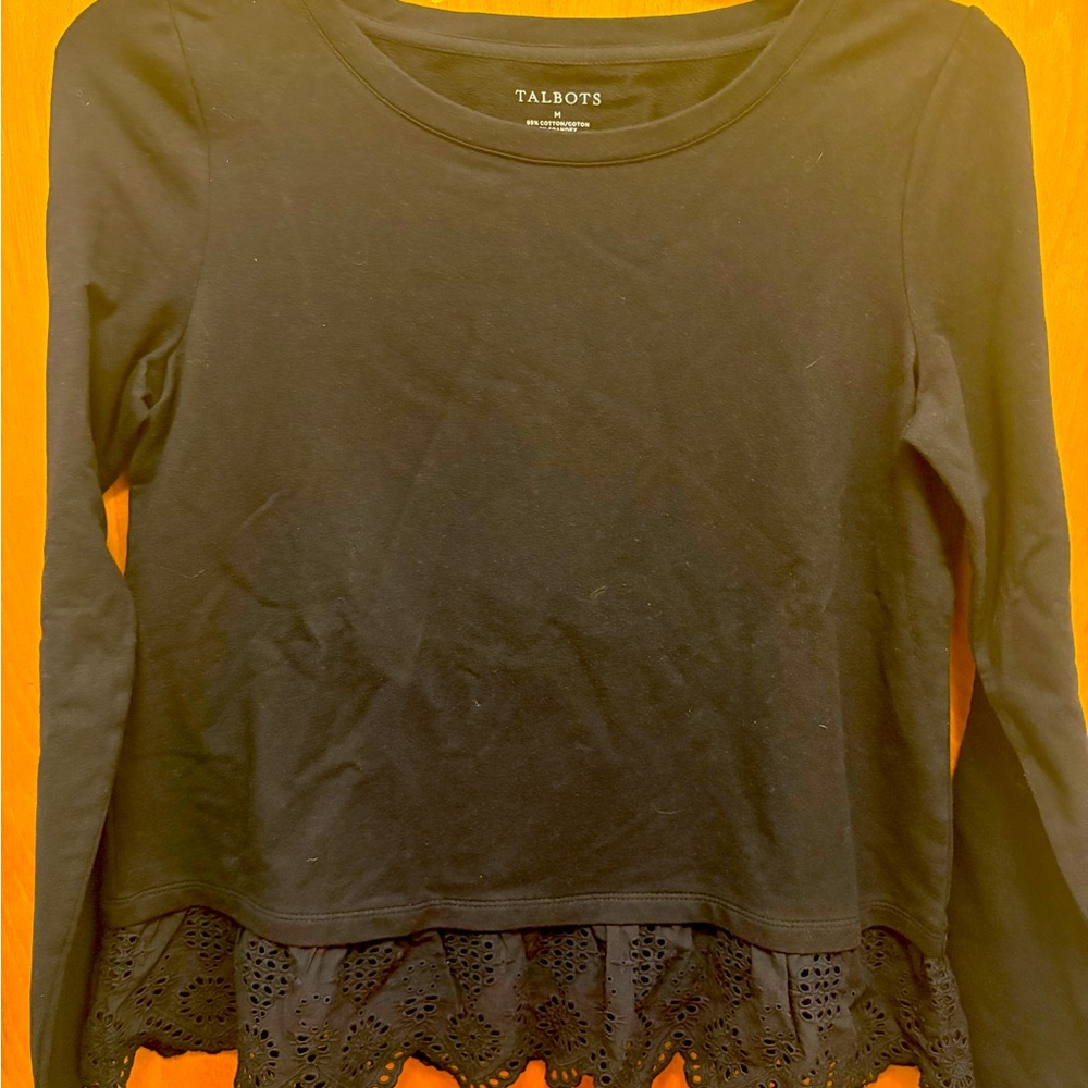 Talbots Ruffled LS Tee Size Medium